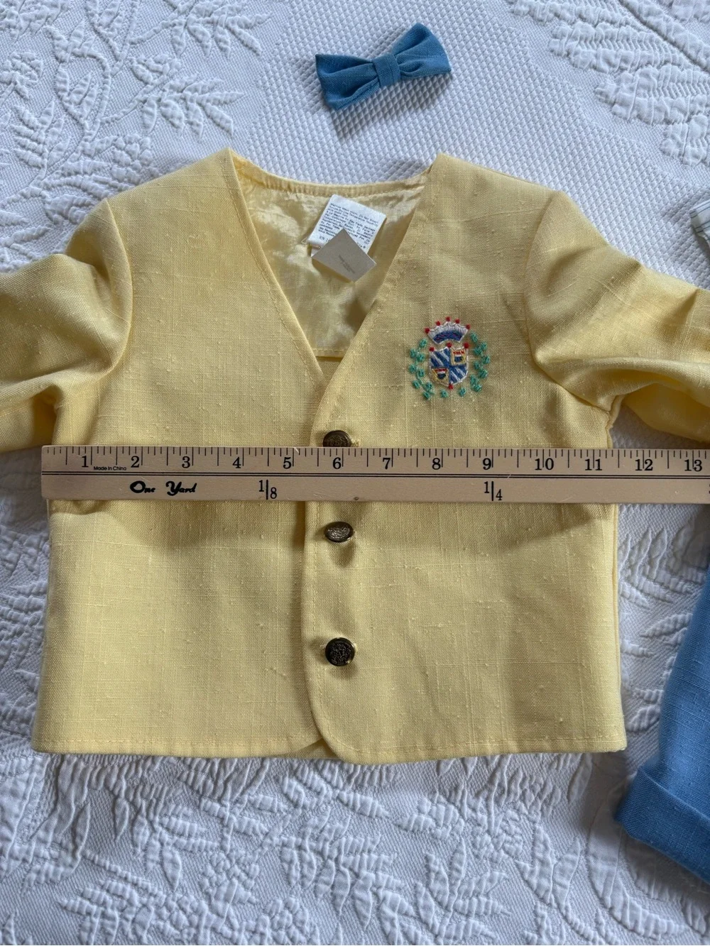 Vintage 70s Good Lad baby boy's blazer suspender shortalls outfit set 12 mos